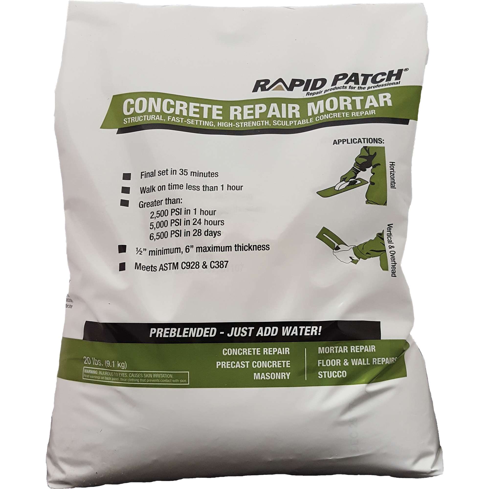 Rapid Patch Concrete Repair Mortar, 20 Lbs., Model #129460